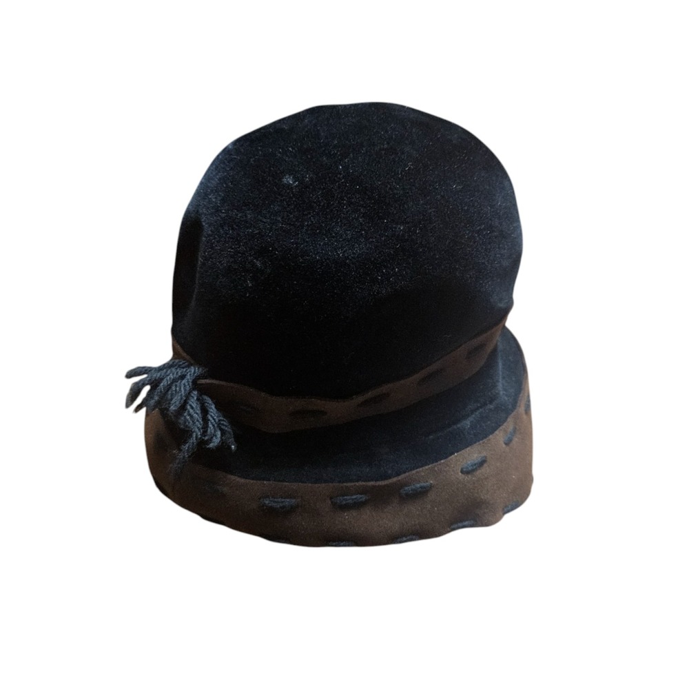 Vintage 50s 60s Christian Dior Miss Dior Cloche Hat Felt Velvet Brown Black - Picture 5 of 8